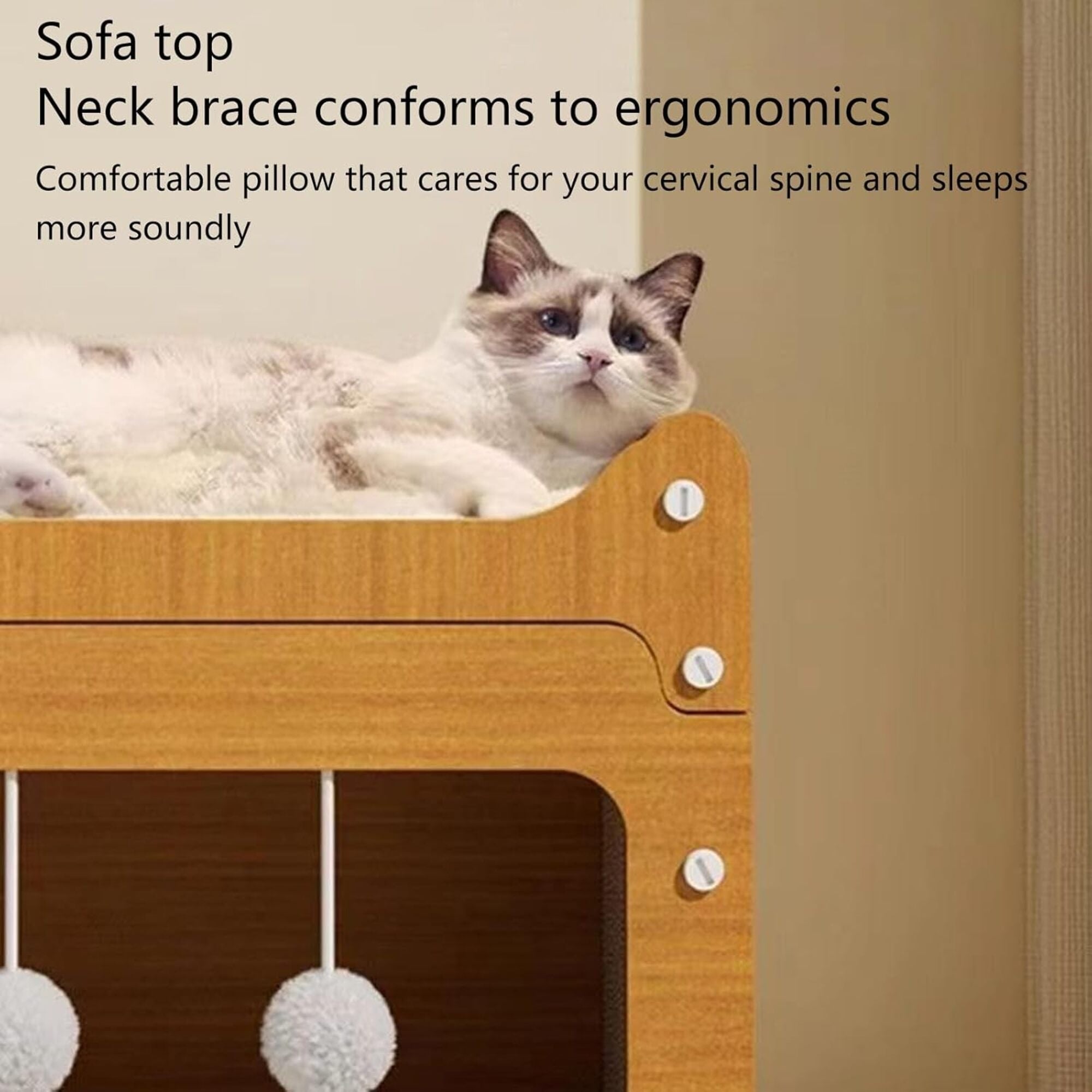 Double-Layer Cat House with Scratching Surface and Plush Balls, Multi-Level Cat Condo Bed, Durable Corrugated Paper Cat Furniture for Indoor Cats, 48×24×54 cm Double-Layer Cat House with Scratching Surface and Plush Balls, Multi-Level Cat Condo Bed, Durable Corrugated Paper Cat Furniture for Indoor Cats, 48×24×54 cm